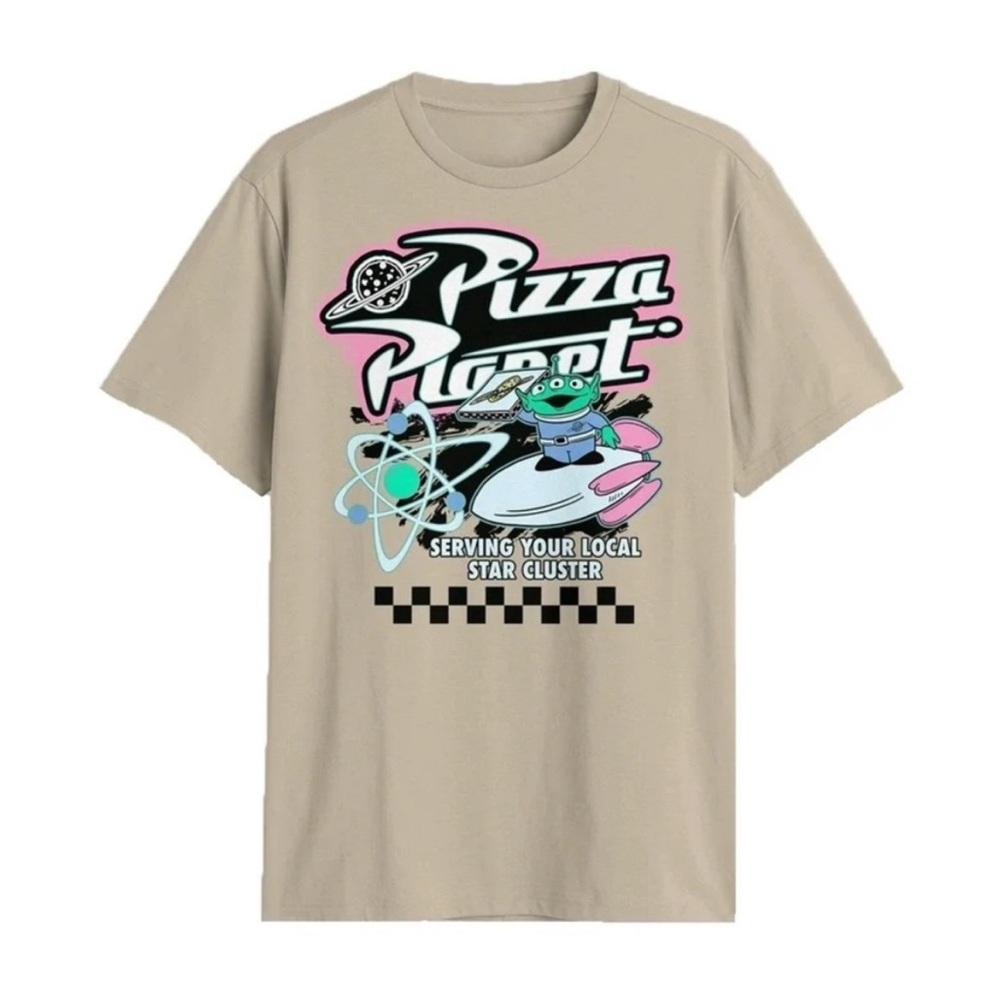 Disney Tan Pizza Planet Mens T-Shirt